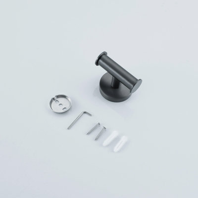 Fortifura Calvi Toiletset 3-delig - toiletrolhouder zonder klep - toiletborstel - handdoekhaak dubbel rond - Geborsteld Gunmetal PVD