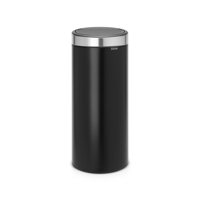 Brabantia Touch Bin Poubelle - 30 litres - seau intérieur en plastique - matt black - matt steel fingerprint proof