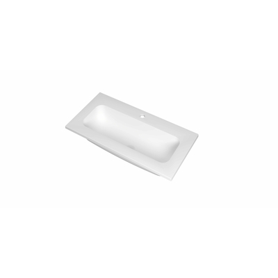 INK Reflekt wastafel - 80x40x1.5cm polystone centraal met 1 kraangat - mat wit