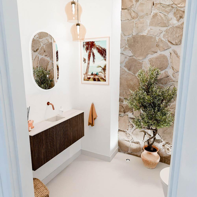 Mondiaz JOYA-DLUX 100cm meuble de toilette - couleur Walnut - Vasque FAYE position Milieu Sans trou de robinet couleur Meli.