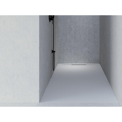 Riho Isola Douchevloer 100x80x3cm Kunstmarmer Leisteen structuur mat antraciet