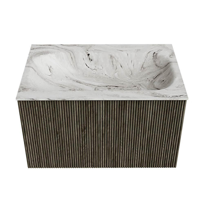Mondiaz KURVE-DLUX Ensemble de meuble de salle de bains - 70x46x40cm - 1 tiroir - vasque solid surface - central - sans trou de robinet - Shadow