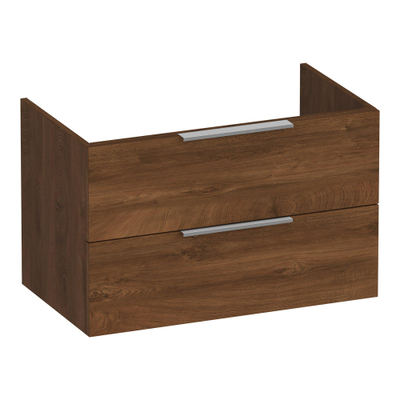 BRAUER Elevate meuble sous lavabo 80 excl. poignées à poser 2 tiroirs softclose et 1 découpe pour le siphon - Forest Cacao