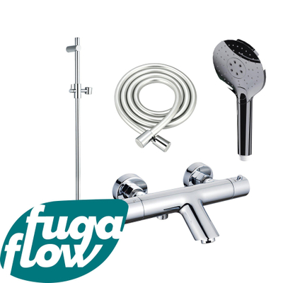 FugaFlow Eccelente Sobrado Badkamer badkraan met glijstangset met ronde handdouche gladde doucheslang chroom