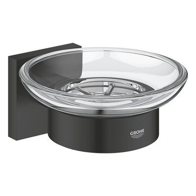 Grohe Start Cube Zeepschaal - met houder - glas - matte black (mat zwart)