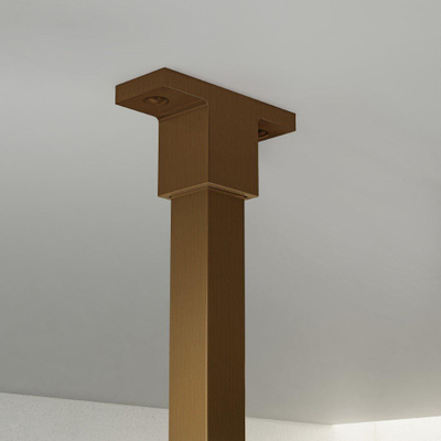 FortiFura Galeria Douche à l'italienne - 100x200cm - Fumé - Bras plafond - Cuivre brossé