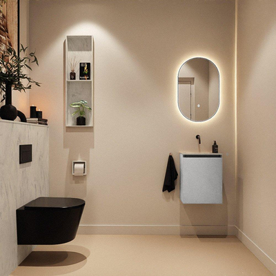 MONDIAZ TURE-DLUX Meuble toilette - 40cm - Plata - EDEN - vasque Opalo - position centrale - sans trou de robinet