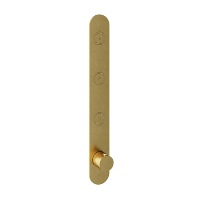 Hotbath Cobber Afbouwdeel inbouwthermostaat - met 3 pushbuttons verticale plaatsing geborsteld messing - PVD - (goud)