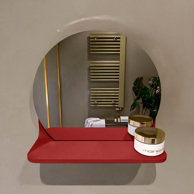 Mondiaz SPOT spiegel – Ø30 cm – met planchet – Fire (rood)