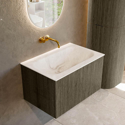 Mondiaz KURVE-DLUX Ensemble meuble de salle de bains - 70x46x40cm - 1 tiroir - lavabo solid surface - central - sans trou de robinet - Shadow