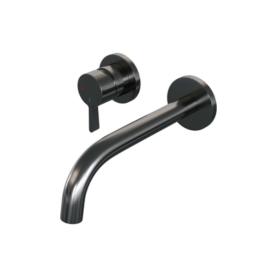 BRAUER Gunmetal Edition Wastafelmengkraan inbouw - gebogen uitloop rechts - hendel middel dik - inclusief inbouwdeel - model E2 PVD - geborsteld gunmetal