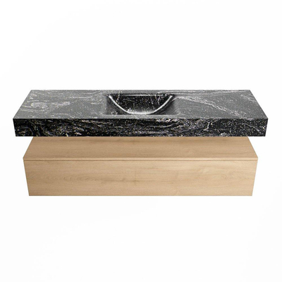 MONDIAZ ALAN - DLUX Badkamermeubelset - 150cm - onderkast - Washed Oak - 1 lade - vrijhangende wastafel - wasbak midden - 1 kraangat - Lava
