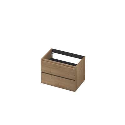 INK Wastafelonderkast - 70x45x52cm - 2 lades - greeploos - met houten keerlijst - MDF - Ash grey TWEEDEKANS