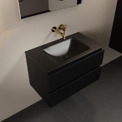 Mondiaz Aivy badmeubelset - 80x45x50cm - 0 kraangaten - 1 wasbak urban Solid surface - Midden - 2 lades - Met spiegel - MDF Urban