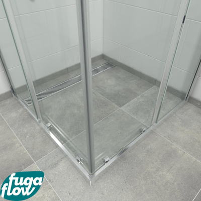 FugaFlow Efficiente Vetro Cabine de douche - carré - 90x90x195cm - accès d'angle - 2 porte coulissante - anti-calcaire - chrome