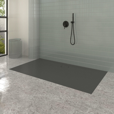 Villeroy & Boch Ecora douchebak - 180x100x3.5cm - afvoer lange zijde - anthracite (antraciet)