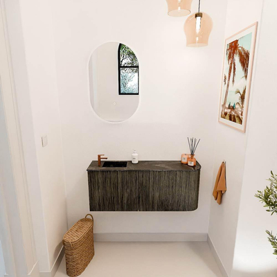 Mondiaz JOYA-DLUX 101.6cm toiletmeubel - ronding rechts kleur Shadow - Wastafel FAYE positie Links 1 kraangat kleur Lava.