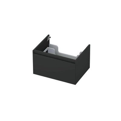 INK Wastafelonderkast - 60x45x35cm - 1 lade - greeploos - MDF lak - Antraciet mat