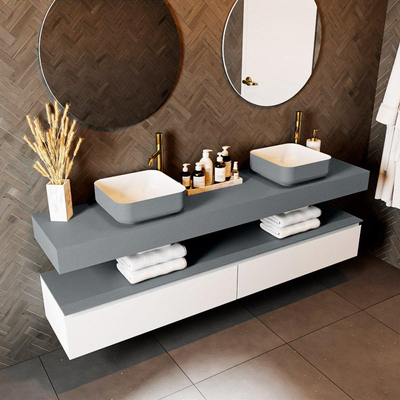 Mondiaz TOP 30 Vrijhangend Topblad - 190x30x12cm - geschikt voor waskom - Solid surface - Plata