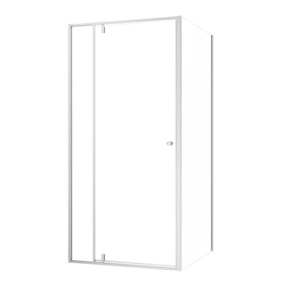 Sealskin Contour draaideur met zijwand 100x100 cm, 200 cm hoog, RVS, 6 mm helder veiligheidsglas