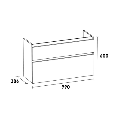 BRAUER Advance Small Meuble sous vasque 100x39x60cm 2 tiroirs amortisseur sans poignée avec 1 découpe pour siphon MFC Metal mat