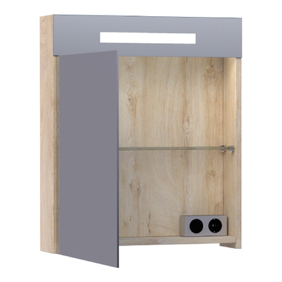 BRAUER Promise Deluxe spiegelkast – 59x70x15 cm – directe LED – linksdraaiende – Forest Wheat