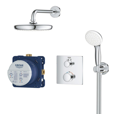 GROHE Grohtherm Perfect Set confort de douche à encastrer avec partie de finition pour robinet de douche thermostatique et douche de tête Tempesta 210 et douchette 1 Chrome