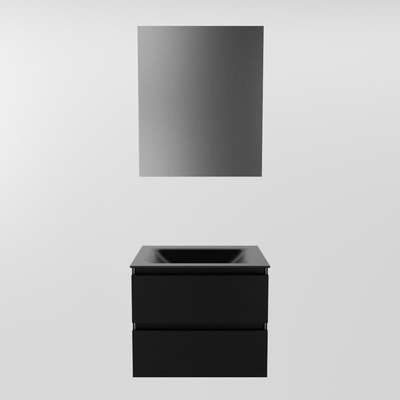 Mondiaz AIVY Ensemble de meuble - 60x45x50cm - 0 trous de robinet - 1 vasque Urban Solid surface - Centre - 2 tiroirs - avec armoire de toilette - MDF Urban