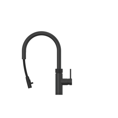 Quooker BE Flex Round Robinet d'eau bouillante - bec pivotant & extractible - PRO3 incl. réservoir Cube - Eau chaude / bouillante / pétillante / filtrée - noir