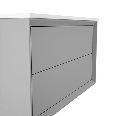 Adema Prime Core Ensemble de meuble - 100x50x45cm - 1 vasque rectangulaire en céramique Blanc - 1 trous de robinet - 2 tiroirs - avec miroir rectangulaire - Greige mat (gris)