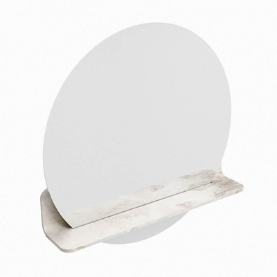 Mondiaz SPOT miroir – Ø 60 cm – avec tablette – Frappe (marbre beige)