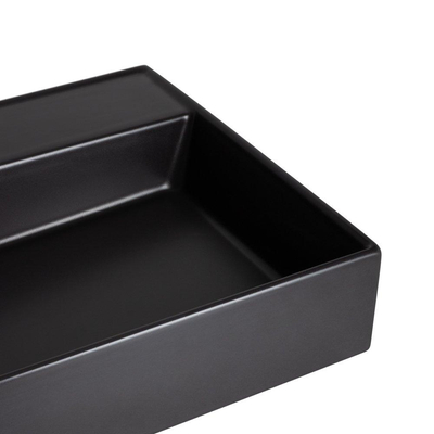 Saniclass Legend Meuble-lavabo - 80x47x13 cm - avec trop-plein - 1 vasque - 1 trou pour robinet - céramique - noir mat