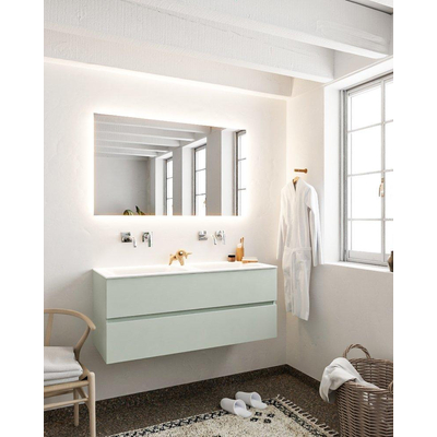 Mondiaz VICA ensemble de meuble de salle de bain - 120cm - meuble sous vasque greey - 2 tiroirs - lavabo cloud double - sans trou de robinet - miroir LED - version XL 60cm de haut