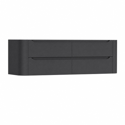 H&R Badmeubelen Juice Meuble sous lavabo - 140x45x50cm - coins arrondis - 4 tiroirs - poignée intégrée - anthracite mat