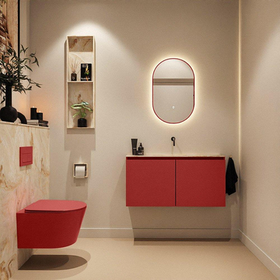 MONDIAZ TURE-DLUX 100cm toiletmeubel Fire. EDEN wastafel Frappe positie midden. Zonder kraangat.