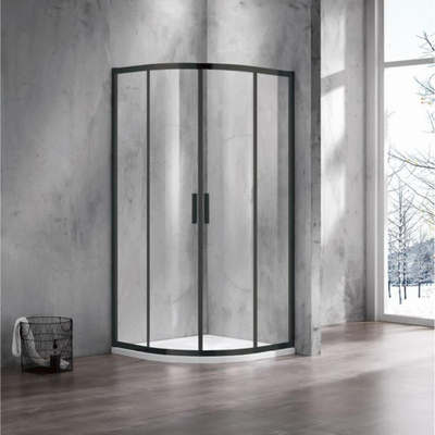 FugaFlow Efficiente Vetro Cabine de douche - 100x100x200cm - quart de rond - verre clair - profilé - noir mat
