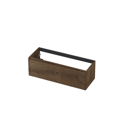 INK Wastafelonderkast - 120x45x40cm - 1 lade - greeploos - met houten keerlijst - MDF - Chocolate