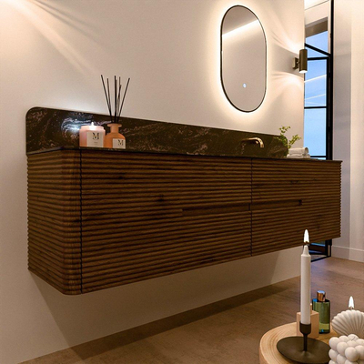 Mondiaz CIRO-DLUX Ensemble de meubles de salle de bains - 190x45x50cm - Lavabo solid surface Lava - 1 vasque à droite - sans trous de robinet - 4 tiroirs - Dusk