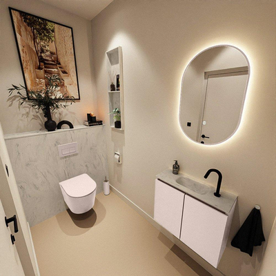 MONDIAZ TURE-DLUX 60cm toiletmeubel Rosee. EDEN wastafel Opalo positie midden. Met 1 kraangat.