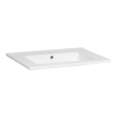 BRAUER Starfall wastafel - 60x46x2cm - overloop - 1 wasbak - 1 kraangat - keramiek - hoogglans wit