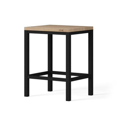 Looox Wooden Collection Tabouret 35x30x45cm avec pieds noirs chêne old grey