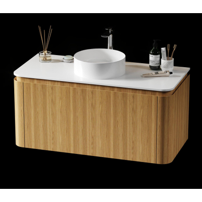 Saniclass Terra Wastafelonderkast - 100cm - 2 lades - afgeronde hoeken - sandwood