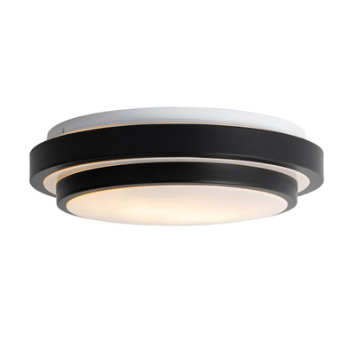QAZQA Walden Plafonnier - 2 lampes - IP44 - Rond - Noir