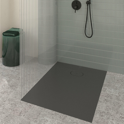 Villeroy & Boch Ecora douchebak - 100x80x3.5cm - afvoer korte zijde - anthracite (antraciet)