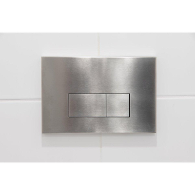 QeramiQ Dely Toiletset - 36.3x51.7cm - diepspoel - rimless - Geberit UP320 inbouwreservoir - softclose toilet zitting - 35mm - steel bedieningsplaat - rechthoekige knoppen - mat beige