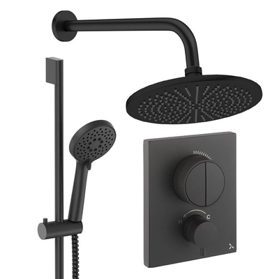 Crosswater MPRO inbouw regendoucheset – Ø30 cm hoofddouche – ronde handdouche – 2 hendels – zwart mat