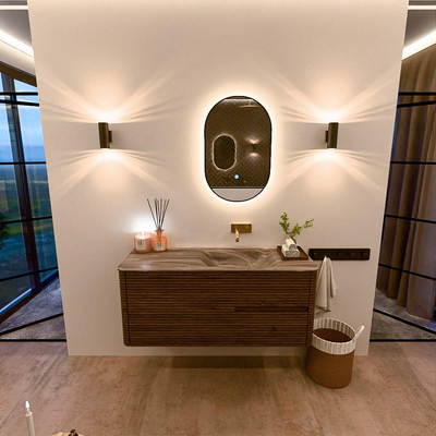 Mondiaz CIRO-DLUX Ensemble de meubles de salle de bains - 120x45x50cm - Plan-vasque solid surface Sombra - 1 vasque à droite - sans trous de robinetterie - 2 tiroirs - Dusk