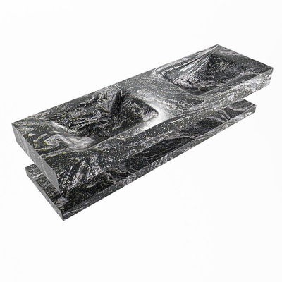 MONDIAZ ALAN - DLUX Badkamermeubelset - 150cm - planchet - Lava - vrijhangende wastafel - 2 wasbakken - 2 kraangaten - Lava