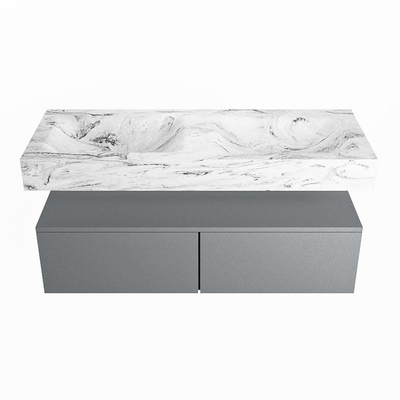 MONDIAZ ALAN - DLUX Badkamermeubelset - 120cm - onderkast - Plata - 2 lades - vrijhangende wastafel - 2 wasbakken - 2 kraangaten - Glace