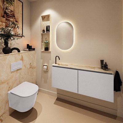 MONDIAZ TURE-DLUX Meuble toilette - 120cm - Cale - EDEN - vasque Frappe - position gauche - 1 trou de robinet